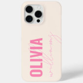 Modern roze naam monogram Case-Mate iPhone case (Achterkant)