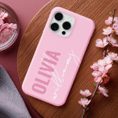 Modern roze naam monogram Case-Mate iPhone case