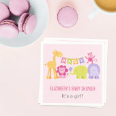 Modern Roze Oerwoud Dieren Meisje Baby shower Servet