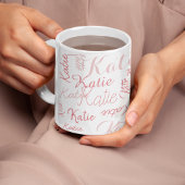 modern roze op witte handgeschreven namen mok