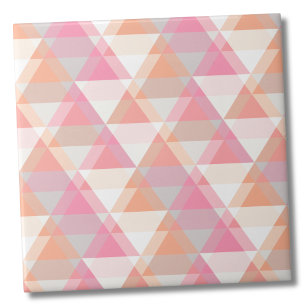Modern Roze Oranje geometrisch driehoekpatroon Tegeltje