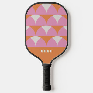 Modern roze oranje geometrische retro gepersonalis pickleball paddle