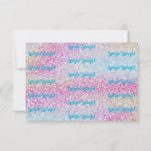 Modern Roze Paarse Blauwe Meisje Zeemeermin 1e Ver Bedankkaart (Achterkant)