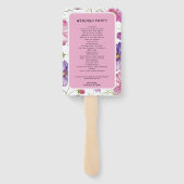 Modern Roze Paarse Bloem Bruiloftsprogramma Handwaaier (Achterkant)