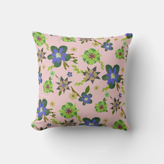 Modern roze Paarse Hibiscus Pattern Kussen (Voorkant)