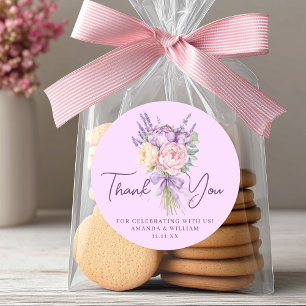 Modern roze Paarse pioenroos bloemenboeket dank u Ronde Sticker