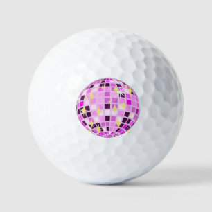 Modern Roze Paarse Retro Disco Ball Beige Golfballen