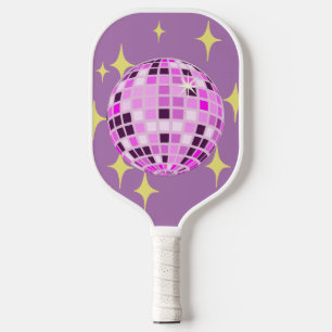 Modern Roze Paarse Retro Disco Ball Beige Pickleball Paddle
