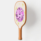 Modern Roze Paarse Retro Disco Ball Beige Pickleball Paddle (Links)