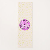 Modern Roze Paarse Retro Disco Ball Beige Yogamat (Voorkant)