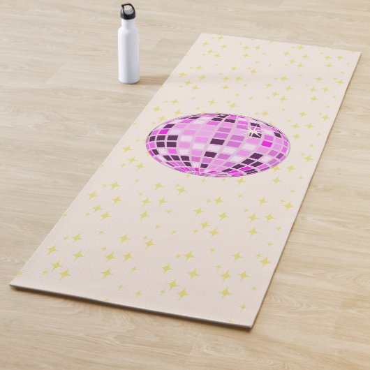 Modern Roze Paarse Retro Disco Ball Beige Yogamat (In situ)