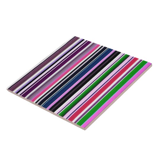Modern roze Paarse strepen Collectie Tegeltje (Zijkant)
