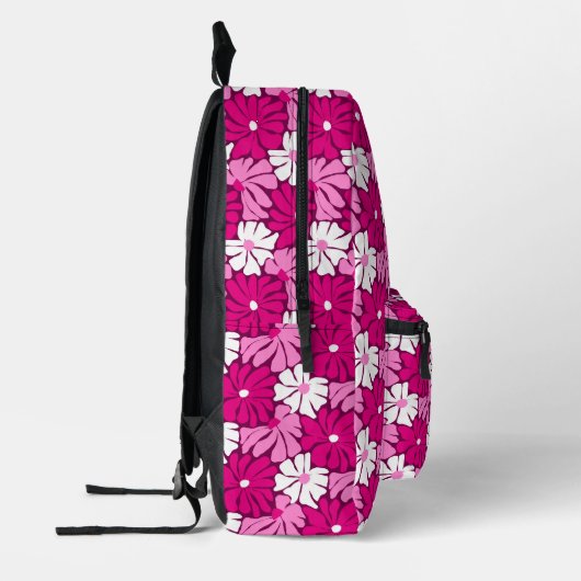 Modern Roze Paarse Witte Bloemen Girly Pattern Bedrukte Rugzak (Links)