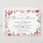 Modern roze perzik bruiloft repetitie diner kaart (Voorkant)