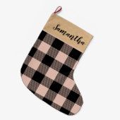 Modern Roze Plaid & Naam Kerstmis Grote Kerstsok (Voorkant (Hangend))