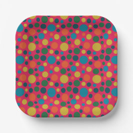 Modern roze polka dot patroon papieren bordje