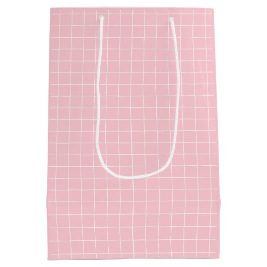 Modern roze raster geruit patroon medium cadeauzakje (Achterkant)