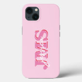 Modern roze rood drie letter Initiaal monogram Case-Mate iPhone Case (Achterkant)