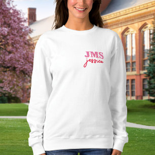 Modern roze rood drie letter Initiaal monogram Trui