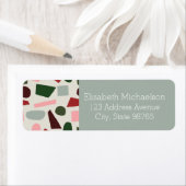 Modern roze rood groen Abstract geometrisch patroo Etiket (Insitu)