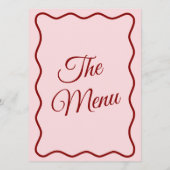 Modern Roze Rood Helder Funky Retro Diner Bruiloft Menu (Achterkant)