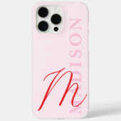 Modern Roze Rood Minimalistisch Initiaal Monogram Case-Mate iPhone Case (Achterkant)
