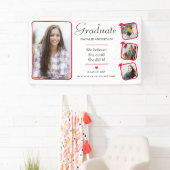 Modern Roze Rood Wit Afstuderen Foto Afstuderen Spandoek (Insitu)