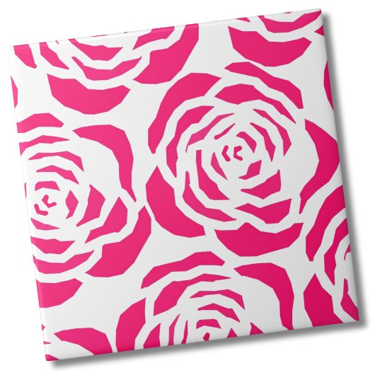 Modern roze roos bloemenpatroon tegeltje