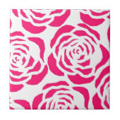 Modern roze roos bloemenpatroon tegeltje (Voorkant)