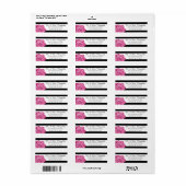 Modern Roze Rose Zwart & Wit Gestreept Custom Etiket (Full Sheet)