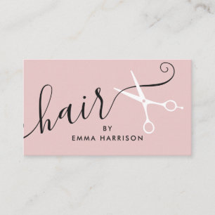 Modern roze roze haarstylist witte schaar logo visitekaartje