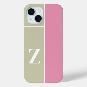 Modern Roze Sage Groen Monogram