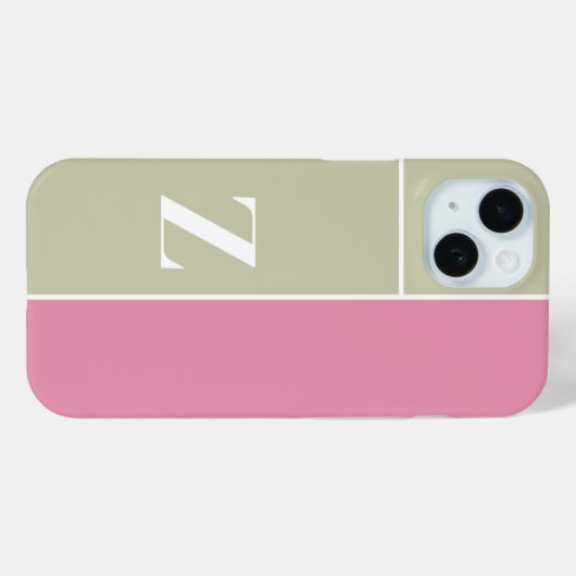 Modern Roze Sage Groen Monogram Case-Mate iPhone Case (Achterkant (horizontaal))
