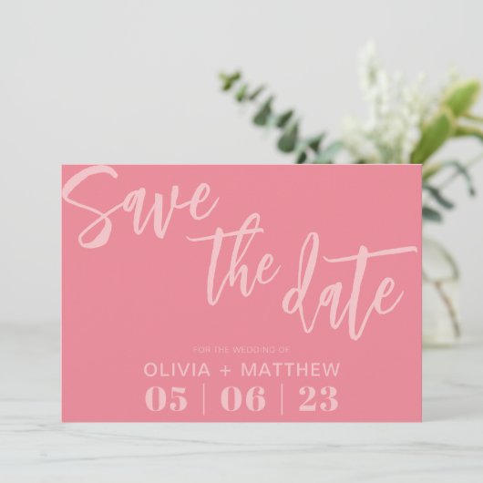 Modern Roze Save The Date (Staand voorkant)