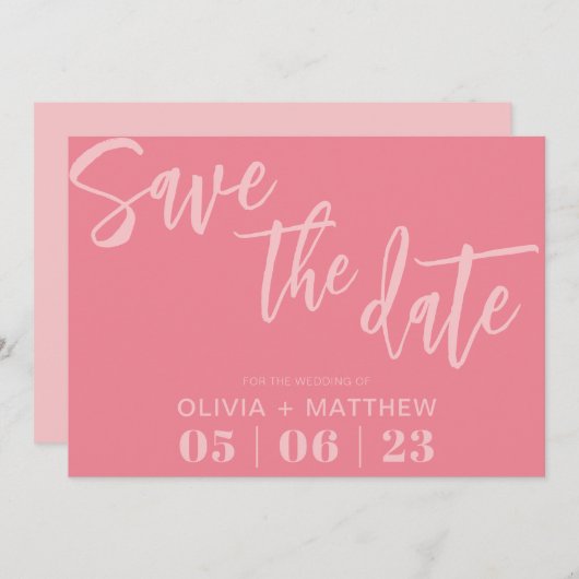 Modern Roze Save The Date (Voorkant / Achterkant)