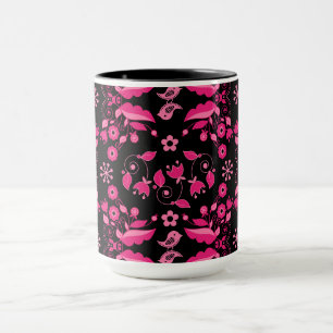 Modern roze Scandinavisch bloemenpatroon Mok