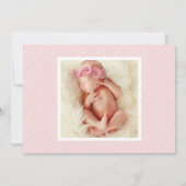 Modern roze script baby meisje foto geboorte aankondiging (Achterkant)
