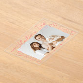 Modern Roze Script Gelukkige Valentijnsdag Foto Acryl Uitnodigingen (Laagn)