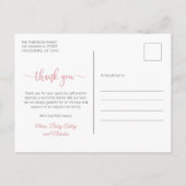 Modern roze script pasgeboren Baby foto dank u Briefkaart (Achterkant)