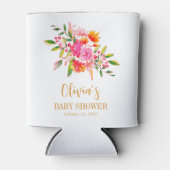 Modern Roze Sinaasappel Bloemen Baby shower Custom Blikjeskoeler (Voorkant)