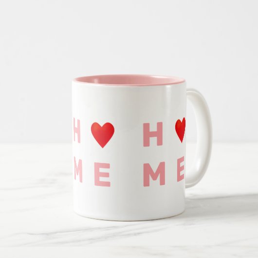 Modern roze startpunt & hart tweekleurige koffiemok (Voorkant rechts)