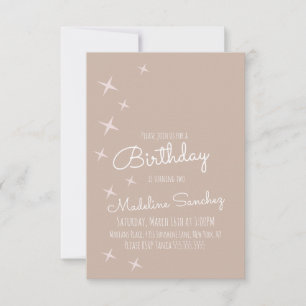 Modern roze sterren van Birthday Party Muted Color Kaart