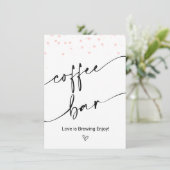 Modern Roze Stippen Coffee Bar Bord Kaart (Staand voorkant)