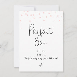 Modern Roze Stippen Parfait Bar Sign Kaart