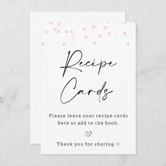 Modern Roze Stippen Recept Kaarten Sign (Voorkant / Achterkant)