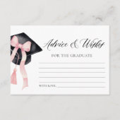 Modern Roze strik Afstuderen advies en wensen Informatiekaartje (Voorkant)
