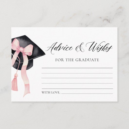 Modern Roze strik Afstuderen advies en wensen Informatiekaartje (Voorkant)