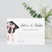 Modern Roze strik Afstuderen advies en wensen Informatiekaartje (Staand voorkant)