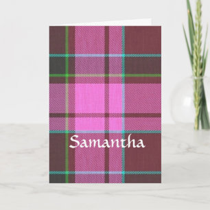 Modern roze tartan gepersonaliseerd notitiekaartje