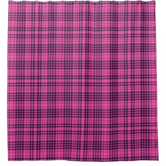 Modern Roze Tartan Plaid Patroon Douchegordijn (Voorkant)